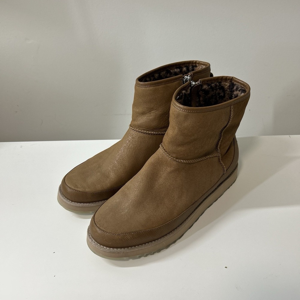 UGG X OVADIA Boots Mens 11 Classic Mini Limited Addition Chestnut Brown Zip